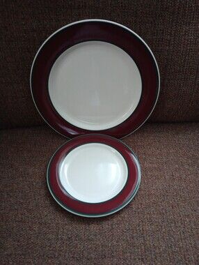 Fusions Raspberry And Evergreen Dinner Plate & Salad Plate By Nancy Calhoun
